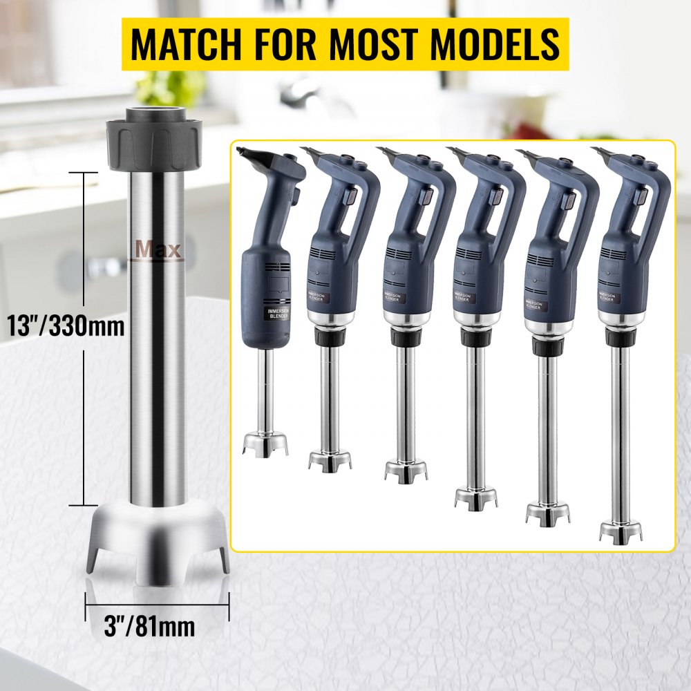 VEVOR Commercial Shaft, 16" Immersion Blender Shaft, Heavy-Duty Stainless Steel Commercial Mixer Shaft, Detachable Stick Blender Commercial, Silver Blender Shaft, Stick Mixer Shaft for Various Models