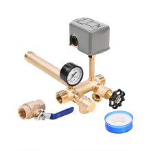 1"x11" Well Pressure Tank Tee Kit 30/50PSI Pressure Switch 1 in Gate Valve