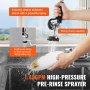 VEVOR commercial faucet with 1.42gpm high-pressure pre-rinse sprayer, effective for stubborn stains.