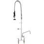 VEVOR commercial faucet with sprayer and dual handles, stainless steel, wall-mounted design.