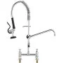 VEVOR Commercial Faucet with Pre-Rinse Sprayer, 26" (66 cm) Height, 8" (20.3 cm) Center, 12" (30.5 cm) Swing Spout, Deck Mount Kitchen Sink Faucet, Brass Constructed Device with Pull Down Spray, for 1/2/3 Compartment Sink
