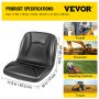 VEVOR Universal Kubota Seat Replacement, Compact High Back Tractor Seat, Black Vinyl Forklift Seat, 17.8" x 16" x 19" Skid Steer Seat with Pre-Drilled Holes, Fit Forklift, Tractor, Skid Loader