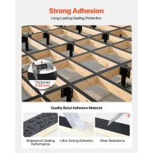VEVOR Deck Joist Tape, 2 inch x 50 ft, 10 Pack, Weather-Resistant Waterproof Flashing Butyl Joist Tape for Decking, Self-Adhesive, for Wood Decks, Beams Roofs, RVs, House, and Pipes Repair, Black