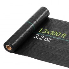 VEVOR Weed Barrier Fabric Heavy Duty, 1.3x100FT 3.2oz Landscape Fabric, Woven Weed Blocker Fabrics, Garden Fabrics Weeds Barrier, Weeds Control Ground Cover, Geotextile Webbing, Gardening Mat, Black