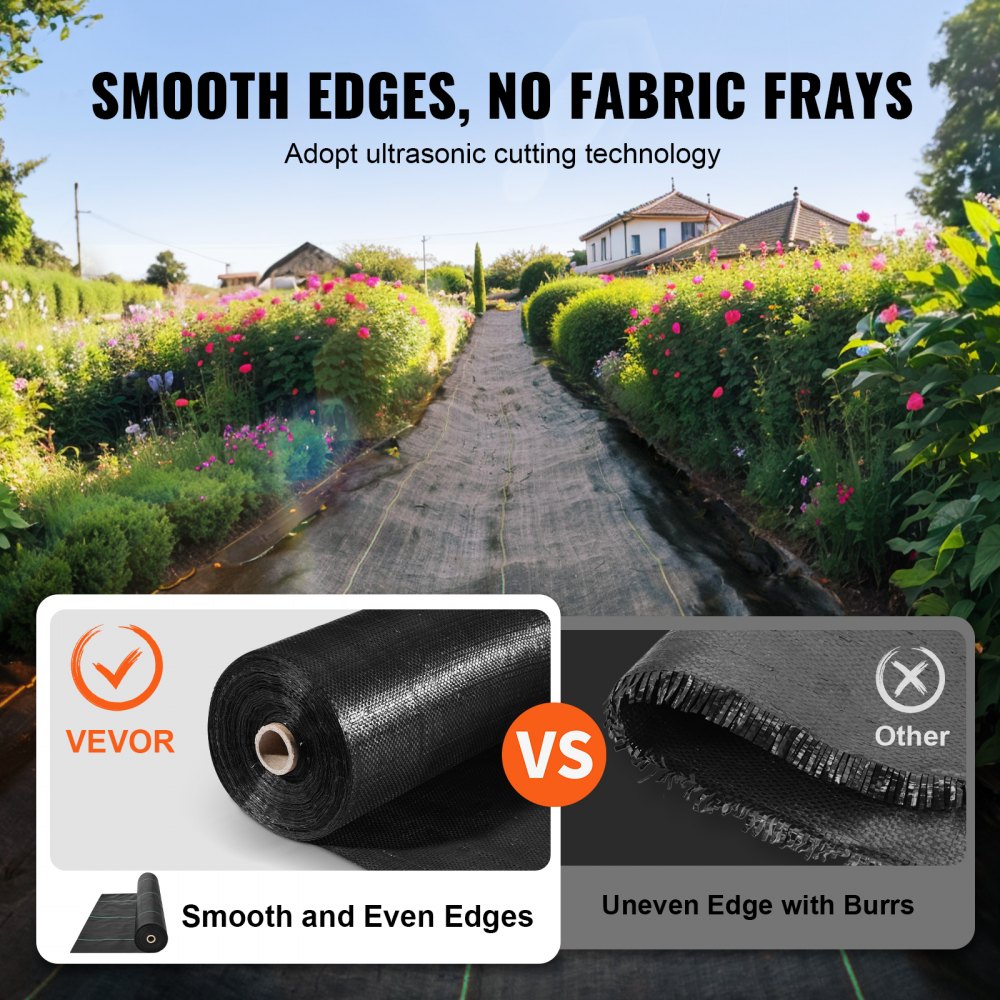 VEVOR 4 x 18.3 m Premium Heavy Duty Weed Barrier Landscape Fabric, 5OZ Woven Geotextile Fabric Under Gravel, High Permeability for Weed Blocker Weed Mat, Driveway Fabric, Weed Control Garden Cloth