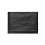 black VEVOR weed barrier fabric with a blue stitched line, folded neatly for easy use in gardening.