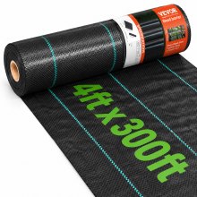 VEVOR 4FTx300FT Premium Heavy Duty Weed Barrier Landscape Fabric, 3.2OZ Woven Geotextile Fabric Under Gravel, High Permeability for Weed Blocker Weed Mat, Driveway Fabric, Weed Control Garden Cloth