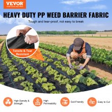 VEVOR Weed Barrier Landscape Fabric, 6*300FT Heavy Duty Garden Weed Fabric, Woven PP Weed Control Fabric, Driveway Fabric, Geotextile Fabric for Landscape, Ground Cover, Weed Blocker Weed Mat, Μαύρο