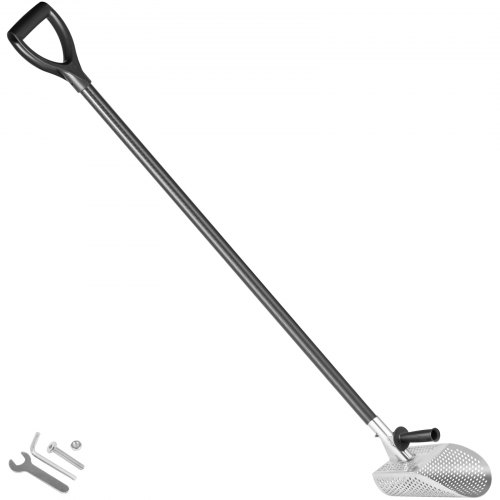VEVOR Metal Detector Sand Scoop, Stainless Steel Metal Detecting Beach Scoop Scoops, 10 mm Hole Beach Metal Detector Scoop Shovel, with Carbon Fiber Handle Pole, for Metal Detecting Treasure Hunting