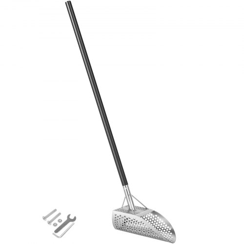 VEVOR Metal Detector Sand Scoop, Stainless Steel Metal Detecting Beach Scoop Scoops, 10 MM Hole Beach Metal Detector Scoop Shovel, with Carbon Fiber Handle Pole, for Metal Detecting Treasure Hunting