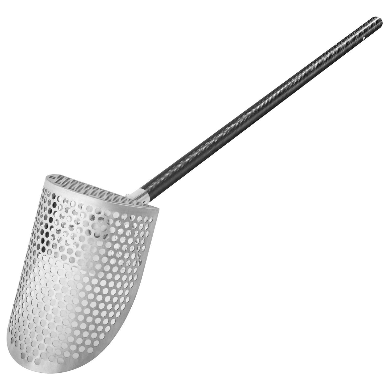 VEVOR Metal Detector Sand Scoop, Stainless Steel Metal Detecting Beach Scoop Scoops, 10 MM Hole Beach Metal Detector Scoop Shovel, with Carbon Fiber Handle Pole, for Metal Detecting Treasure Hunting