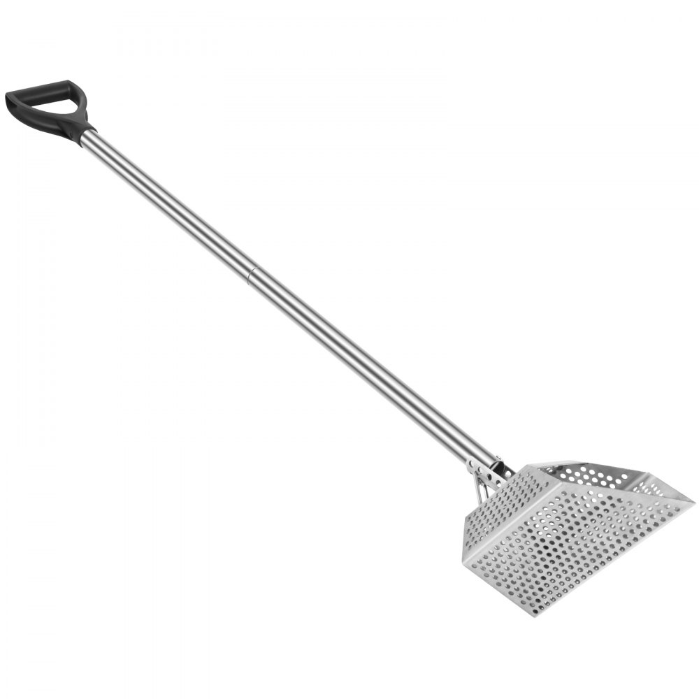 VEVOR Metal Detector Sand Scoop, Stainless Steel Metal Detecting Beach Scoop Scoops, 10 MM Hole Beach Metal Detector Scoop Shovel, w/ Stainless Steel Handle Pole, for Metal Detecting Treasure Hunting