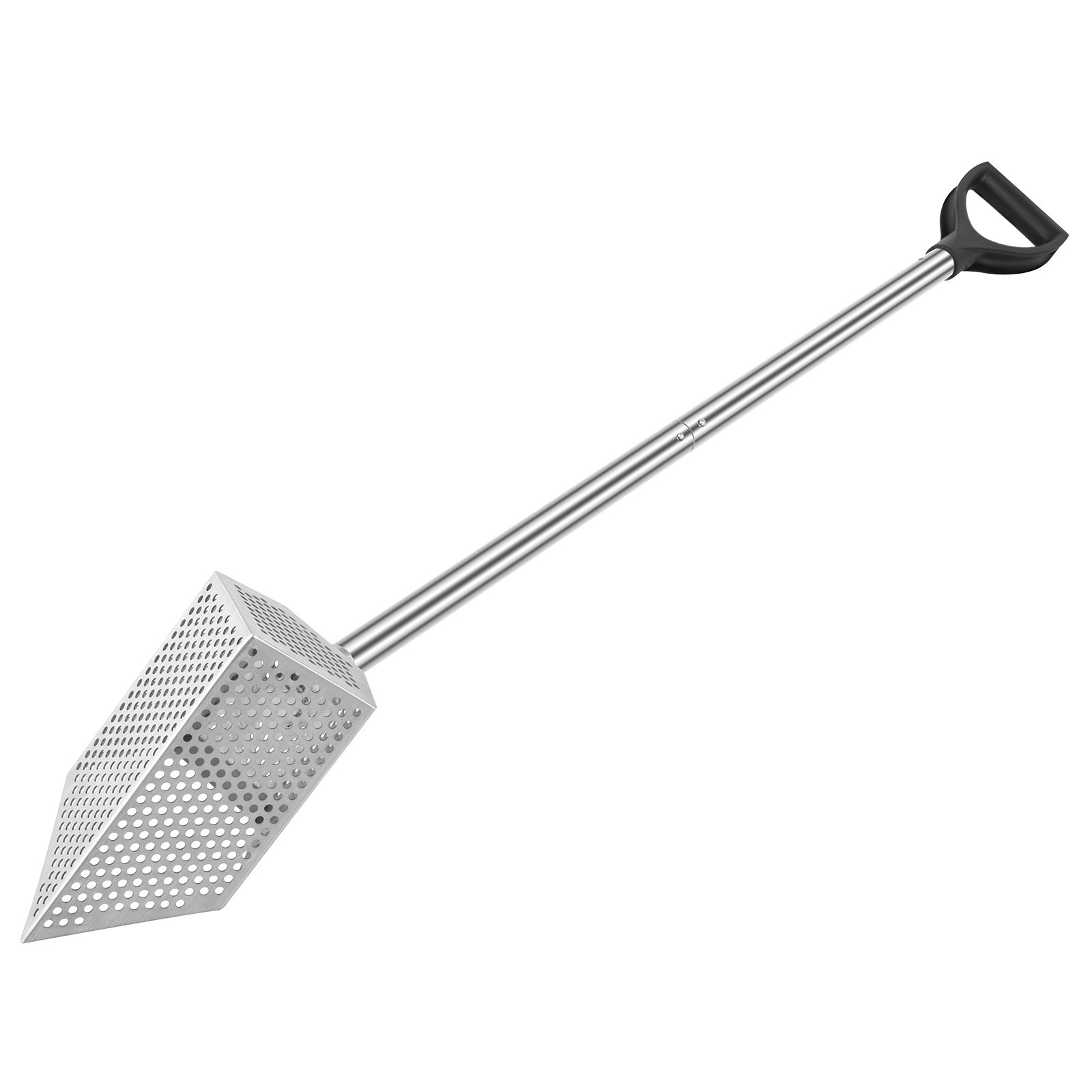 VEVOR Metal Detector Sand Scoop, Stainless Steel Metal Detecting Beach Scoop Scoops, 10 MM Hole Beach Metal Detector Scoop Shovel, w/ Stainless Steel Handle Pole, for Metal Detecting Treasure Hunting
