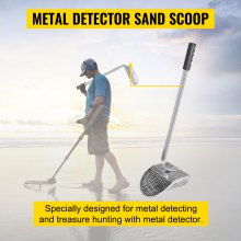 VEVOR Pelle à sable pour détecteur de métaux, pelle de plage de détection de métaux en acier inoxydable, pelle de détecteur de métaux de plage à trou de 10 mm, avec manche en acier inoxydable, pour la chasse au trésor de détection de métaux