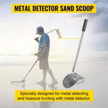 VEVOR Metal Detector Sand Scoop, Stainless Steel Metal Detecting Beach Scoop Scoops, 10 MM Hole Beach Metal Detector Scoop Shovel, w/ Stainless Steel Handle Pole, for Metal Detecting Treasure Hunting