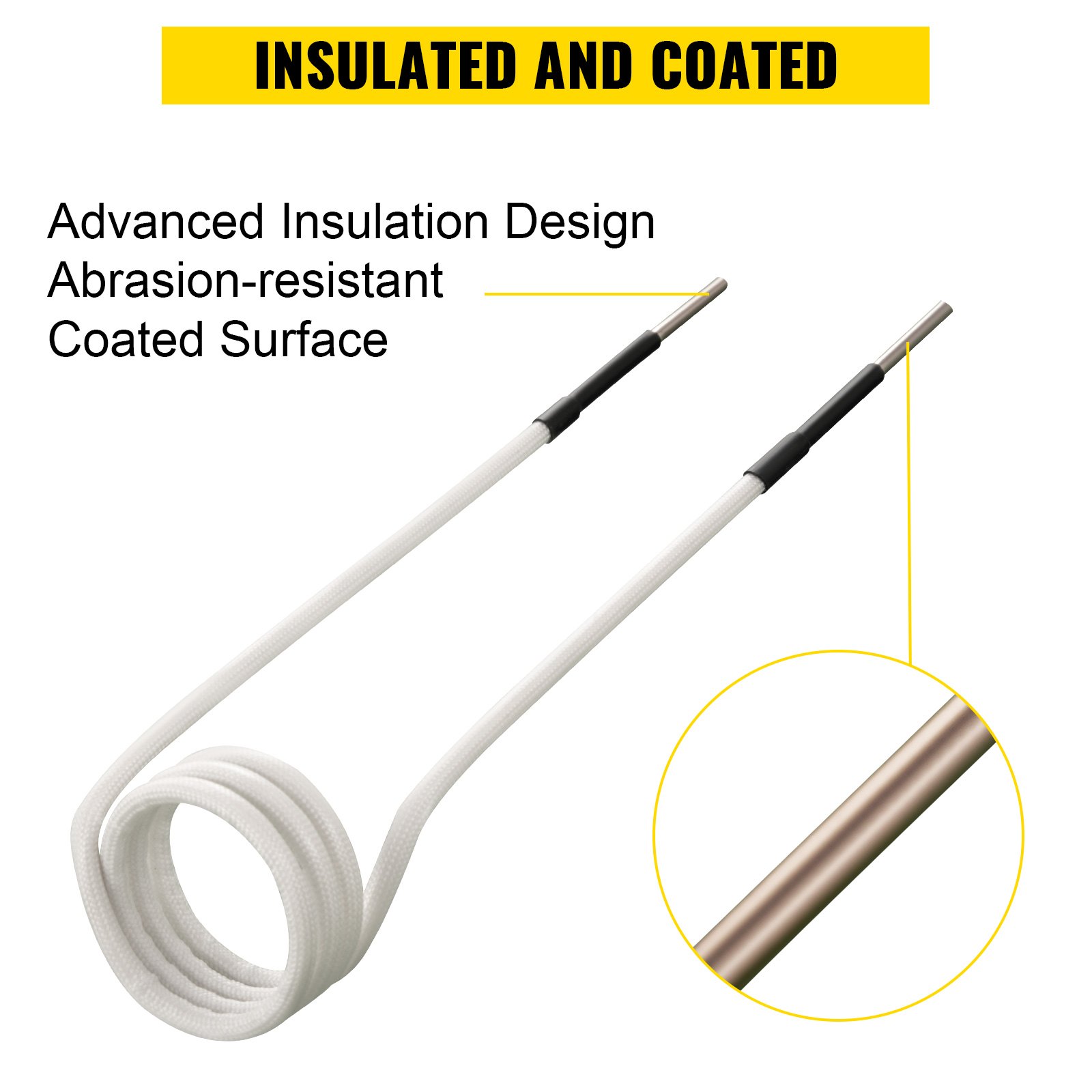 VEVOR induction heater coil kit with insulated, abrasion-resistant coated surface.