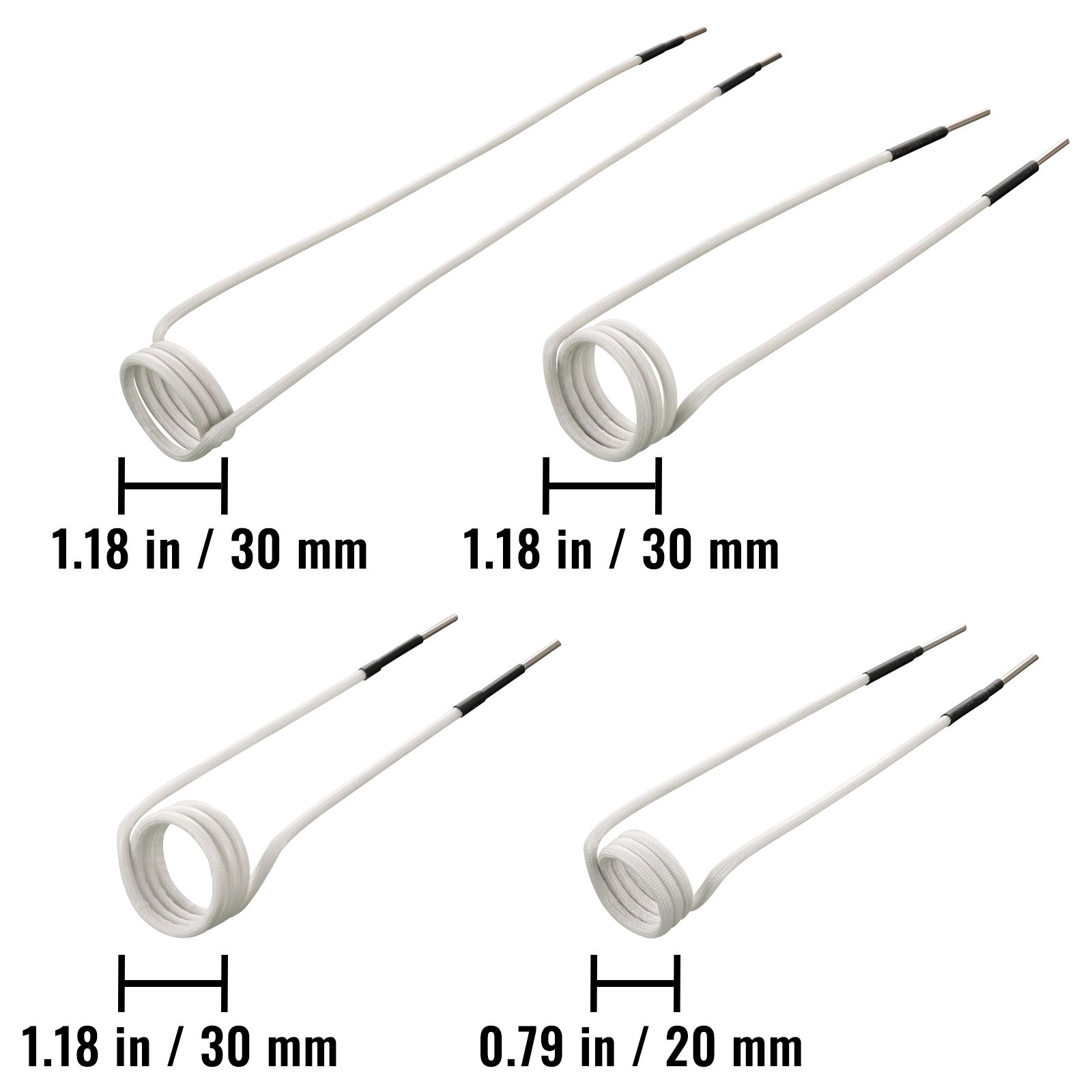 VEVOR induction heater coil kit with 1.18 in/0.79 in coil diameters.