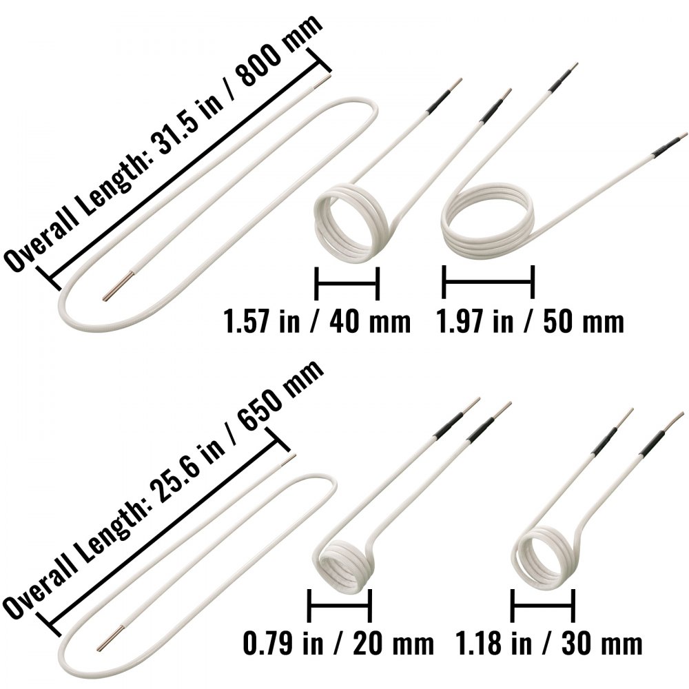 Kit de bobina de calentador de inducción VEVOR, 9 bobinas de calentador de inducción más utilizadas con diferentes longitudes, herramienta de calentador de inducción resistente al calor con flexibilidad y larga vida útil para quitar pernos y tuercas oxidados