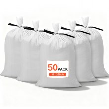 VEVOR Empty Sandbags, 50 Packs 40 x 66 cm, Heavy Duty Sand Bags Sacks with Ties, 22.6 kg Capacity Woven Polypropylene Sandbags, Tear-Resistant & UV-Resistant Sand Bags for Flood Protection Barrier
