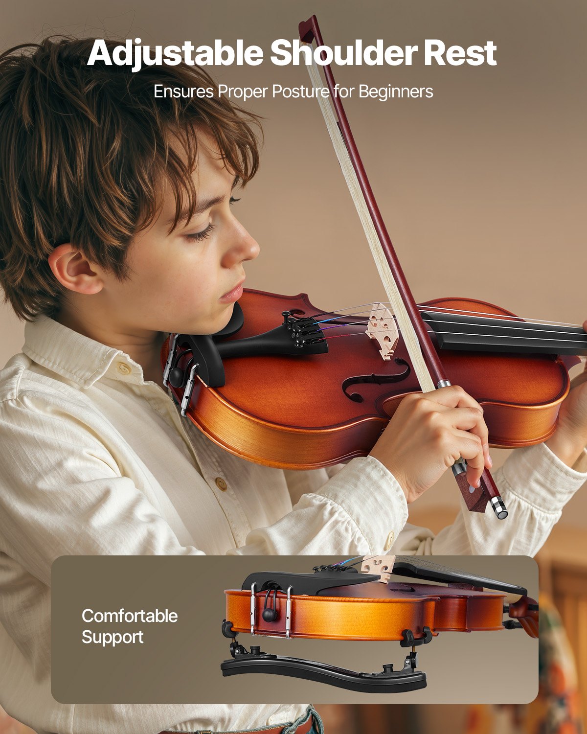 VEVOR Violin 3/4 Size for Adults, Violin Fiddle Set for Beginners with Hard Case, Rosin, Bow, Shoulder Rest, Bridge, Tuner and Extra Strings, Professional Musical Instruments for Student (Brown)