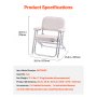 VEVOR Boat Seat, Folding Deck Chair Boat Seat with Aluminum Alloy Frame, Thickened Sponge Cushion & Waterproof PVC Leather, Padded Armrests & Non-slip Foot Pads, for Boats, Yachts, Ships, White