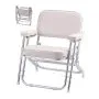 VEVOR Boat Seat, Folding Deck Chair Boat Seat with Aluminum Alloy Frame, Thickened Sponge Cushion & Waterproof PVC Leather, Padded Armrests & Non-slip Foot Pads, for Boats, Yachts, Ships, White