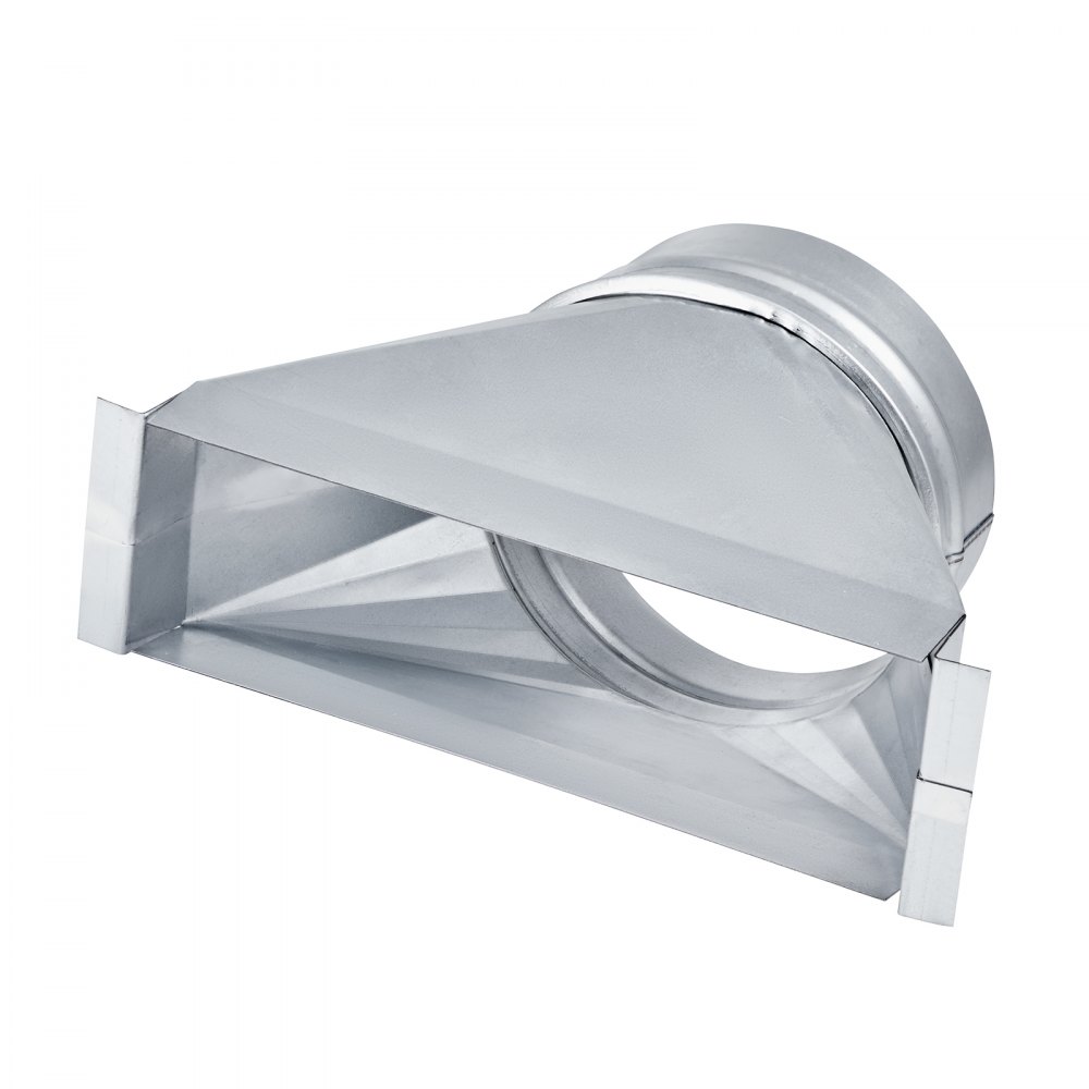 VEVOR - Bota para conducto de 3-1/4 x 10 x 6 pulgadas, para transición de tubería galvanizada a redonda, herramienta de registro de piso galvanizado para ventilación central y sistema HVAC, fácil instalación, color plateado (tubo redondo de 6 pulgadas)