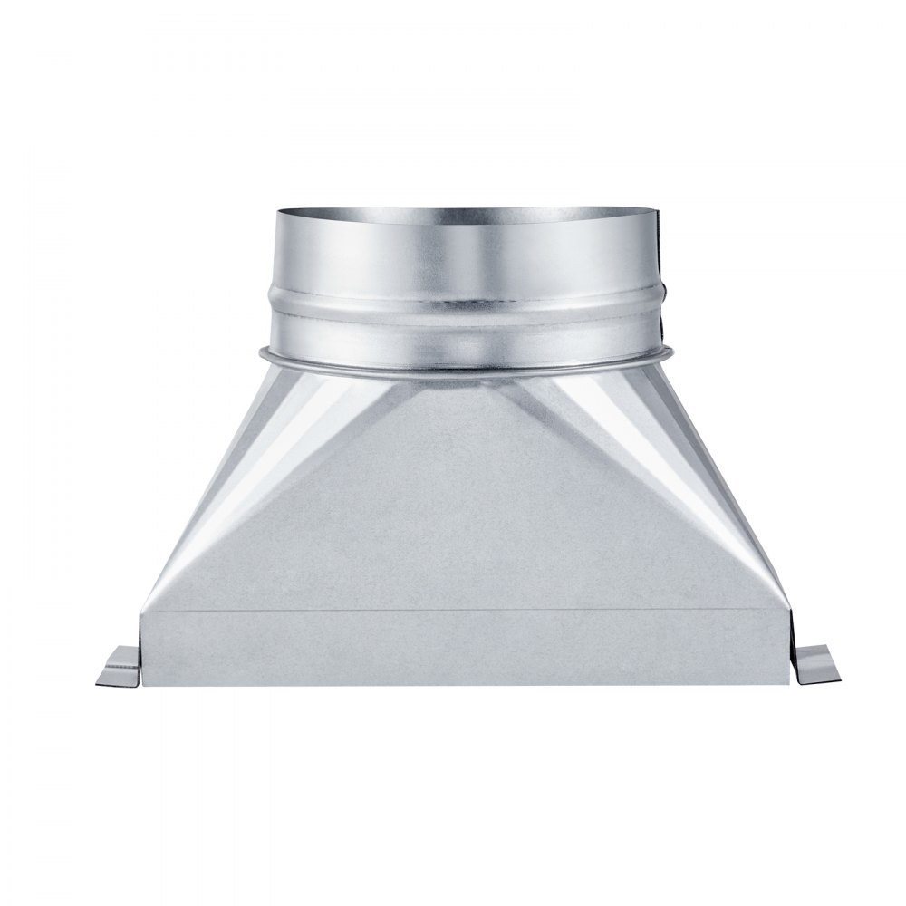 VEVOR - Bota para conducto de 3-1/4 x 10 x 6 pulgadas, para transición de tubería galvanizada a redonda, herramienta de registro de piso galvanizado para ventilación central y sistema HVAC, fácil instalación, color plateado (tubo redondo de 6 pulgadas)