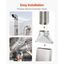 VEVOR Duct Boot 3-1/4 x 10 x 6 inch Galvanized Floor Register for HVAC Silver
