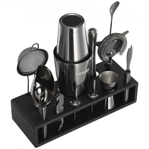 Set à Cocktails Gs156 - Shaker Verre 400 Ml Et 3 Accessoires Inox