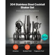 VEVOR Cocktail Shaker Set 13Pcs Bartender Kit Stainless Steel Bar Tools Gunmetal