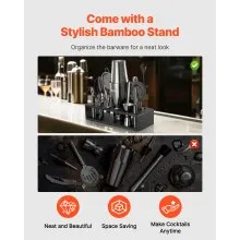 VEVOR Cocktail Shaker Set 13Pcs Bartender Kit Stainless Steel Bar Tools Gunmetal