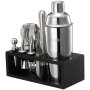 Sada koktejlových šejkrů VEVOR, 13dílná barová sada z nerezové oceli s bambusovým stojanem, příslušenství pro barmany na Martini | Míchací lžíce, muddler, jigger, sítko, nalévače alkoholu, kleště na led, vývrtka, stříbrná