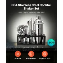 VEVOR Cocktail Shaker Set 13 Pcs Bar Tools Stainless Steel Bartender Kit Silver