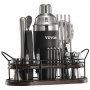 Juego de coctelera VEVOR, 23 piezas de acero inoxidable con soporte de bambú, accesorios para barman de Martini | Cuchara mezcladora, mortero, medidores, colador, vertedor de licor, pinza para hielo, sacacorchos