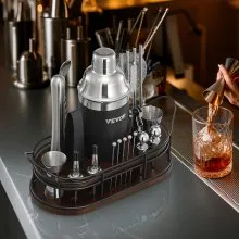 VEVOR Cocktail Shaker Set 23 Pcs Bartender Kit Stainless Steel Bar Tools Silver