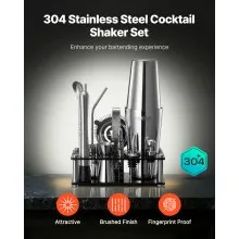 VEVOR Cocktail Shaker Set 14 Pcs Bartender Kit Stainless Steel Bar Tools Silver