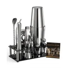 VEVOR Cocktail Shaker Set 14 Pcs Bartender Kit Stainless Steel Bar Tools Silver