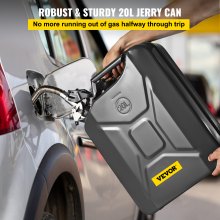 VEVOR Jerry -polttoainekannu, 5,3 gallonaa / 20 litraa kannettava Jerry-kaasukannu joustavalla juoksuputkijärjestelmällä, ruosteenkestävä ＆ Lämmönkestävä teräspolttoainesäiliö henkilöautojen laitteille, musta