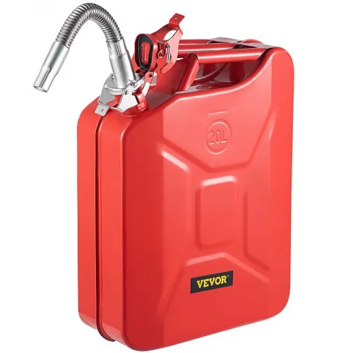 VEVOR Jerry Fuel Can, 5.3 Gallon / 20 L Portable Jerry Gas Can with Flexible Spout System, Rustproof ＆ Heat-resistant Steel Fuel Tank for Cars Trucks Equipment, Red