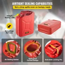 VEVOR Jerry Fuel Can, 5.3 Gallon / 20 L Portable Jerry Gas Can with Flexible Spout System, Rustproof ＆ Heat-resistant Steel Fuel Tank for Cars Trucks Equipment, 2PCS Red