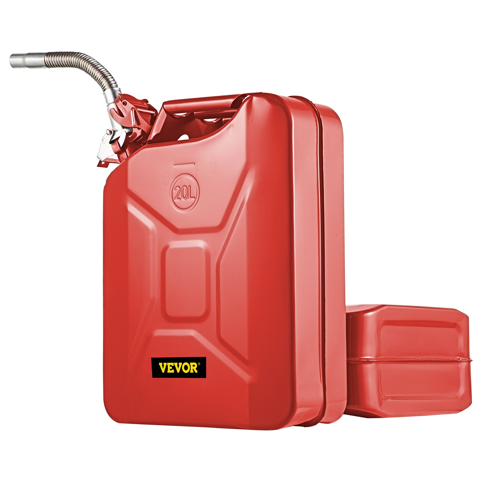 VEVOR Jerry Fuel Can, 20 L Portable Jerry Gas Can with Flexible Spout System, Rustproof ＆ Heat-resistant Steel Fuel Tank for Cars Trucks Equipment, 2PCS Red