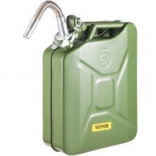 Lata de combustível Jerry VEVOR, lata de gás Jerry portátil de 5,3 galões / 20 L com sistema de bico flexível, à prova de ferrugem e tanque de combustível de aço resistente ao calor para carros e caminhões, verde