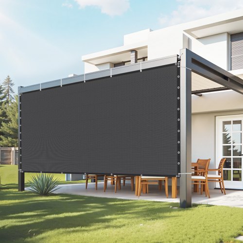 VEVOR 90% Sun Shade Cloth Privacy Screen 10 x 12 ft for Patio Garden (Black)