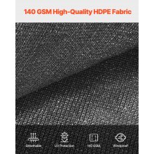 90% Sun Shade Cloth Privacy Screen 10 x 12 ft for Patio Garden (Black)