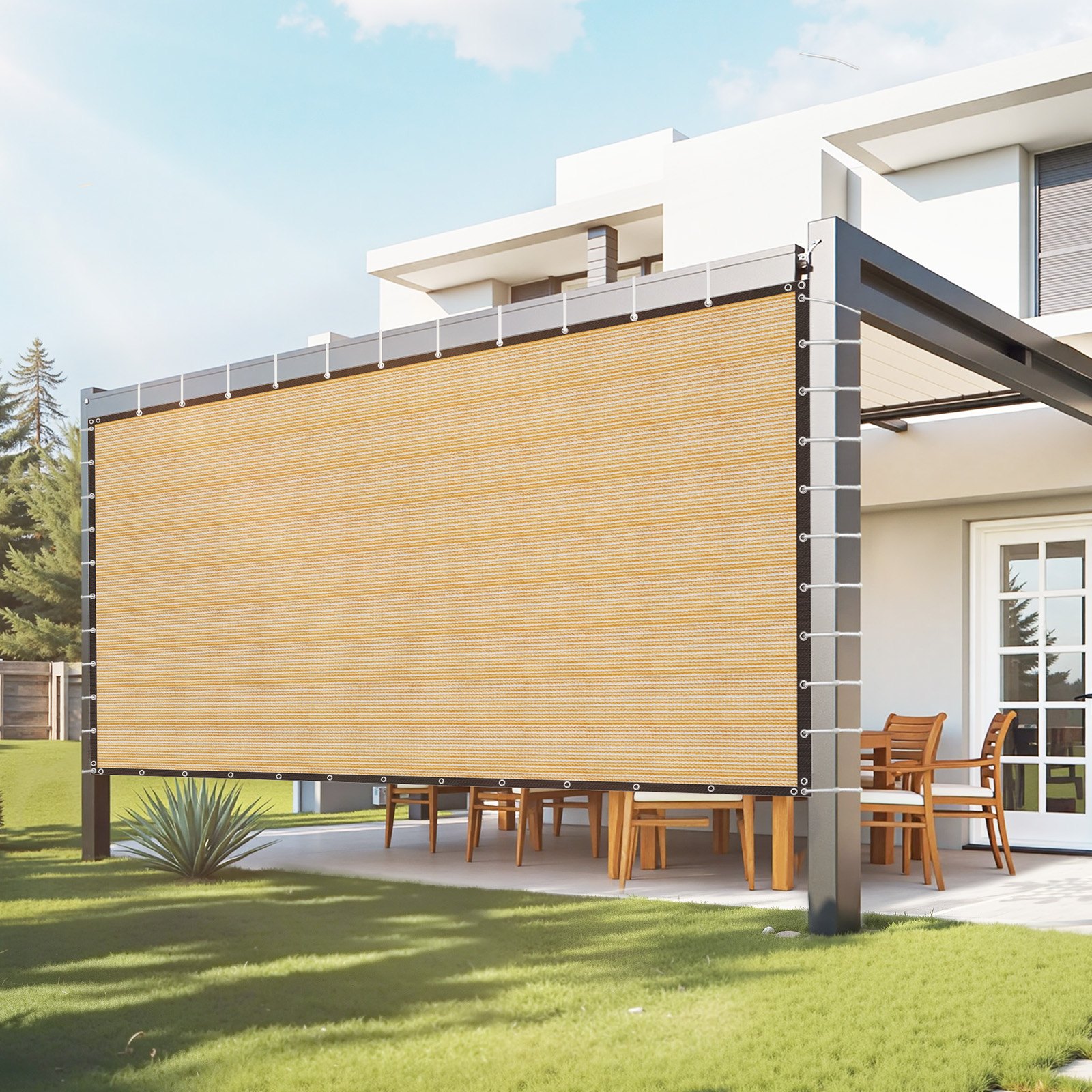 VEVOR 90% Sun Shade Cloth, 366 x 610 cm Pergola Shade Cover with Stainless Steel Grommets, Sun Shades Canopy Privacy Screen with 160 GSM HDPE Material, for Outdoor, Patio, Garden & Backyard (Beige)