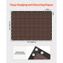 VEVOR 90% Sun Shade Cloth, 8 x 12 ft Pergola Shade Cover with Stainless Steel Grommets, Sun Shades Canopy Privacy Screen with 140 GSM HDPE Material, for Outdoor, Patio, Garden, and Backyard (Brown)