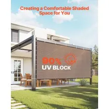 VEVOR 90% Sun Shade Cloth, 8 x 12 ft Pergola Shade Cover with Stainless Steel Grommets, Sun Shades Canopy Privacy Screen with 140 GSM HDPE Material, for Outdoor, Patio, Garden, and Backyard (Brown)