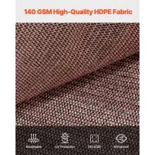 VEVOR 90% Sun Shade Cloth, 8 x 12 ft Pergola Shade Cover with Stainless Steel Grommets, Sun Shades Canopy Privacy Screen with 140 GSM HDPE Material, for Outdoor, Patio, Garden, and Backyard (Brown)