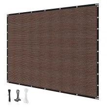 VEVOR 90% Sun Shade Cloth, 8 x 12 ft Pergola Shade Cover with Stainless Steel Grommets, Sun Shades Canopy Privacy Screen with 140 GSM HDPE Material, for Outdoor, Patio, Garden, and Backyard (Brown)